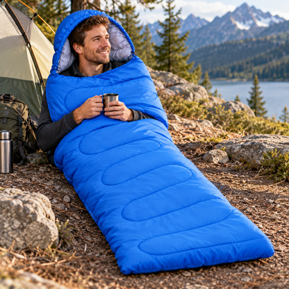 🏕️ Sleeping Bag | Soft Polyester Fabric | Camping Outdoor | Campers & Travelers | Lightweight Warmth Essential
