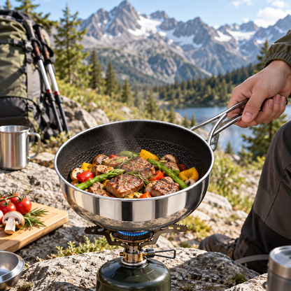 🏕️ Outdoor Cookware Set | 316 Stainless Steel | Hiking & Camping | Backpackers & Explorers | Compact Folding Design