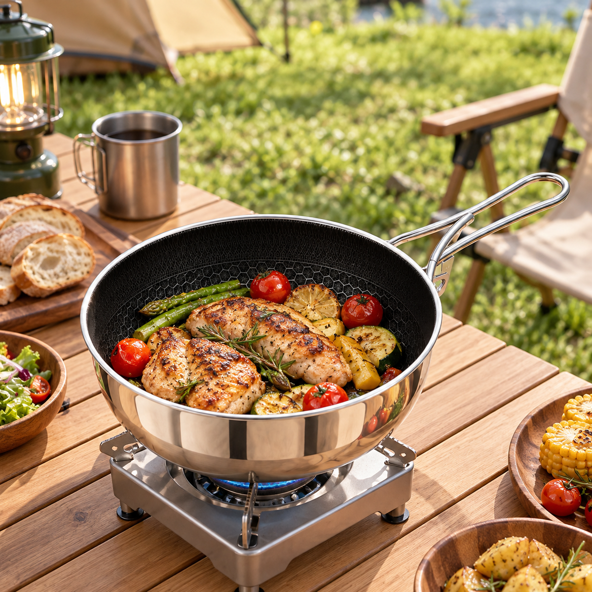 🏕️ Outdoor Cookware Set | 316 Stainless Steel | Hiking & Camping | Backpackers & Explorers | Compact Folding Design