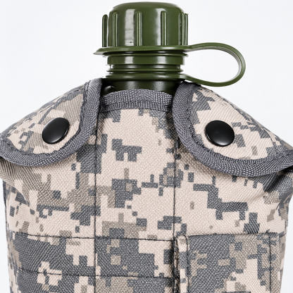 🏕️ Survival Water Bottle | Durable Outdoor Material | Camping Hiking Gear | Adventurers & Explorers | Camouflage Tactical Style